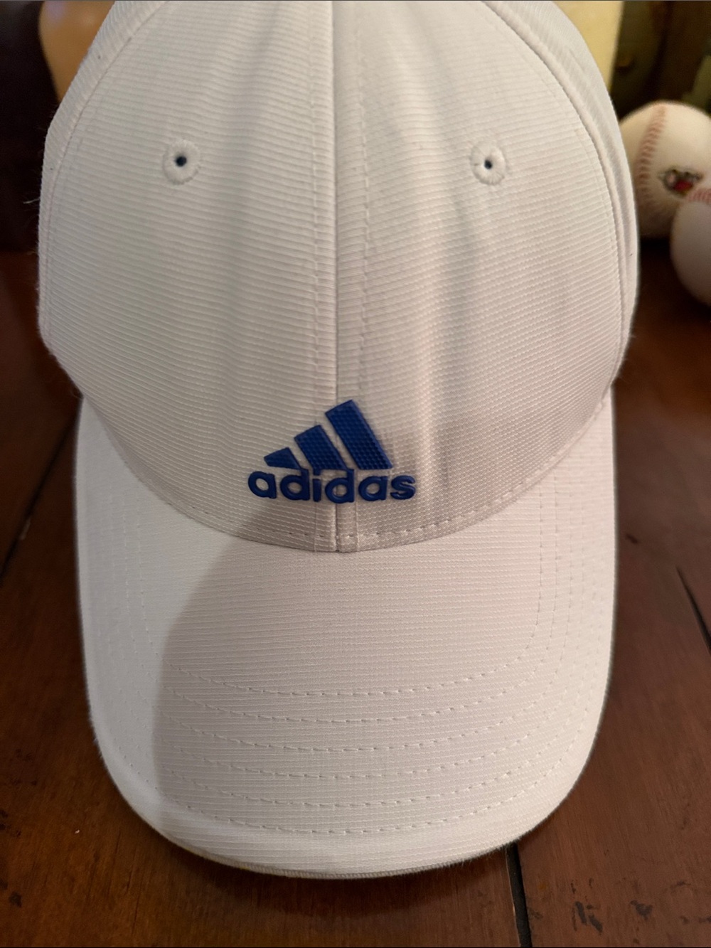 adidas Kids White Cap with Blue Logo